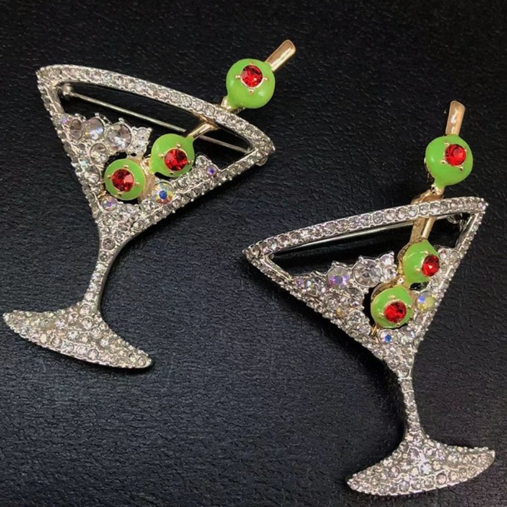 Brooch Pin   Martini Design Clothing Blouse Backpack